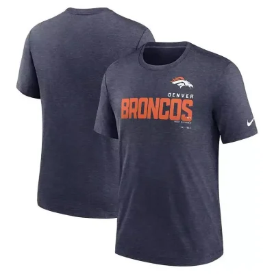 Men's Heather Navy Denver Broncos Team Tri-Blend T-shirt